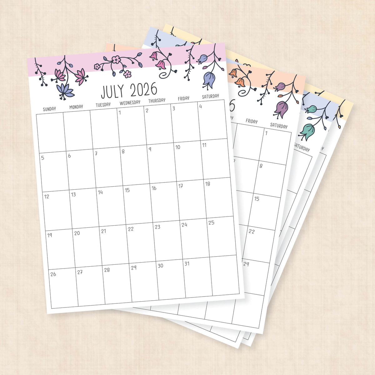 printable 2026 calendar