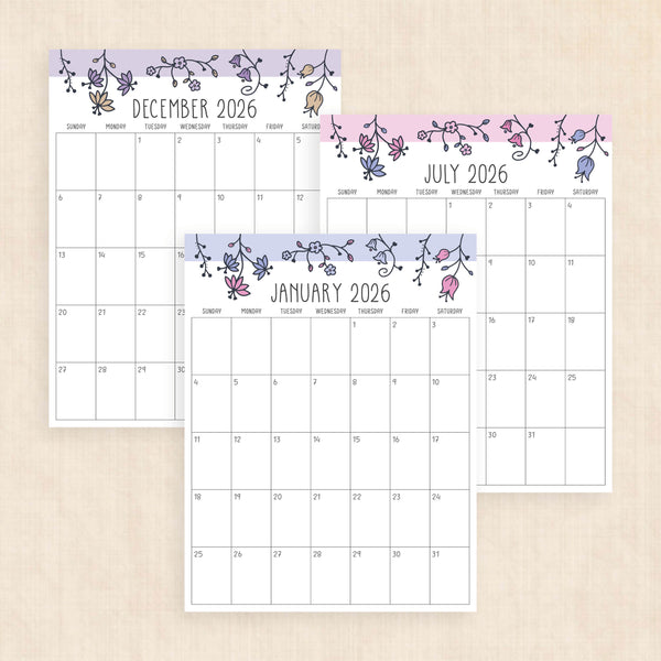 printable 2026 calendar