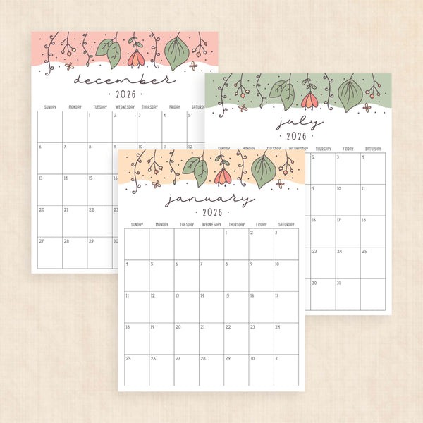 printable 2026 calendar