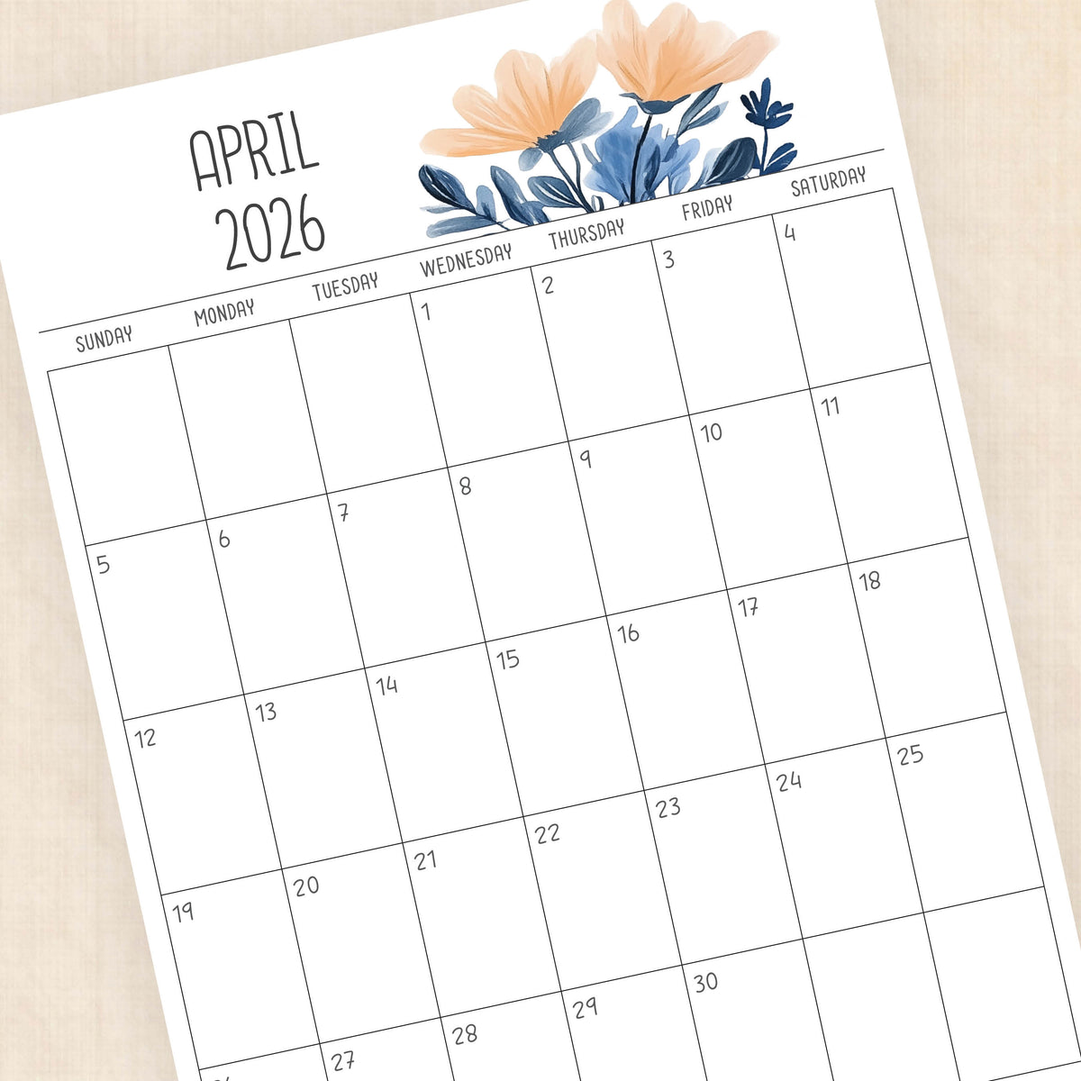 printable 2026 calendar
