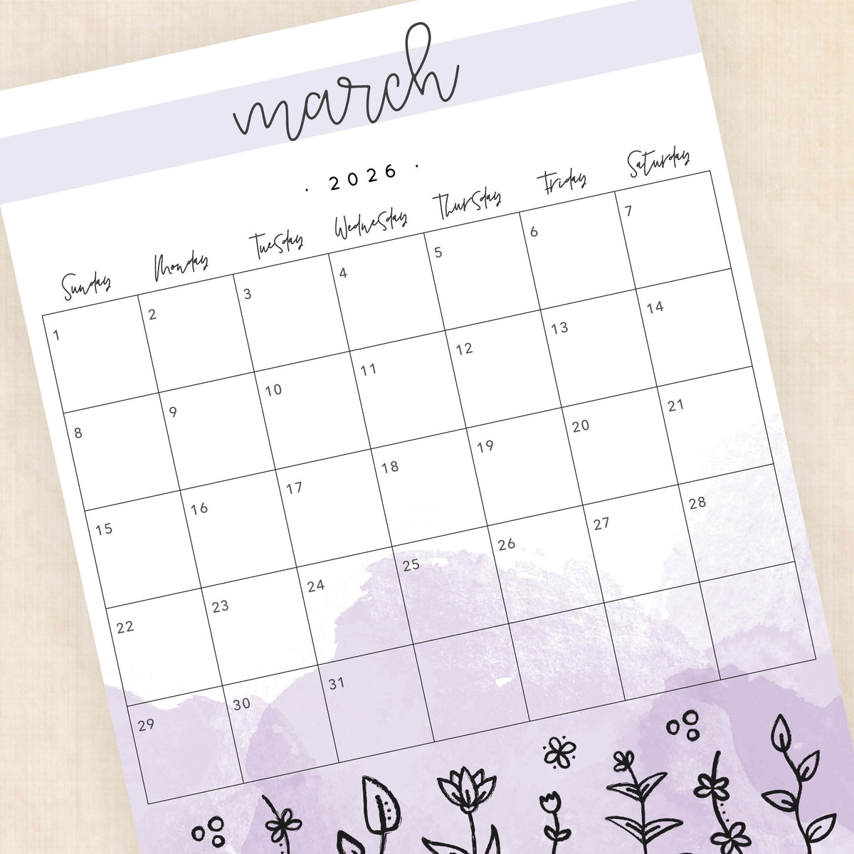 printable 2026 calendar