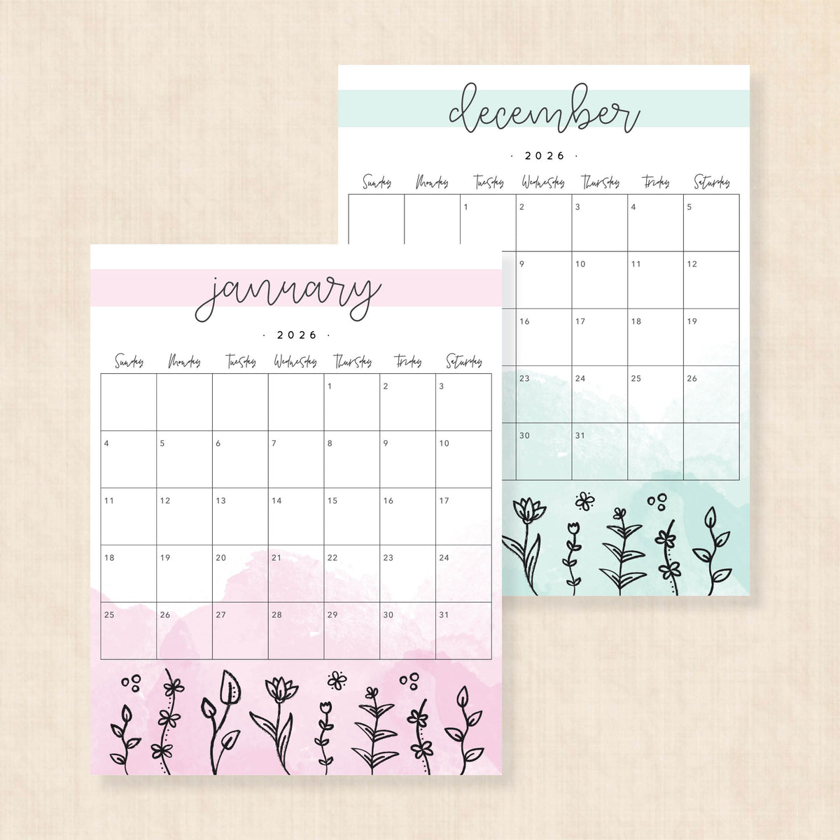 printable 2026 calendar