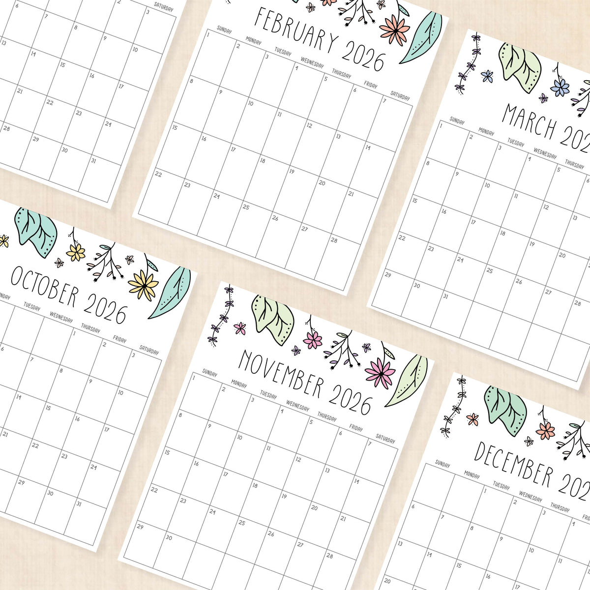 printable 2026 calendar