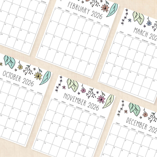 printable 2026 calendar