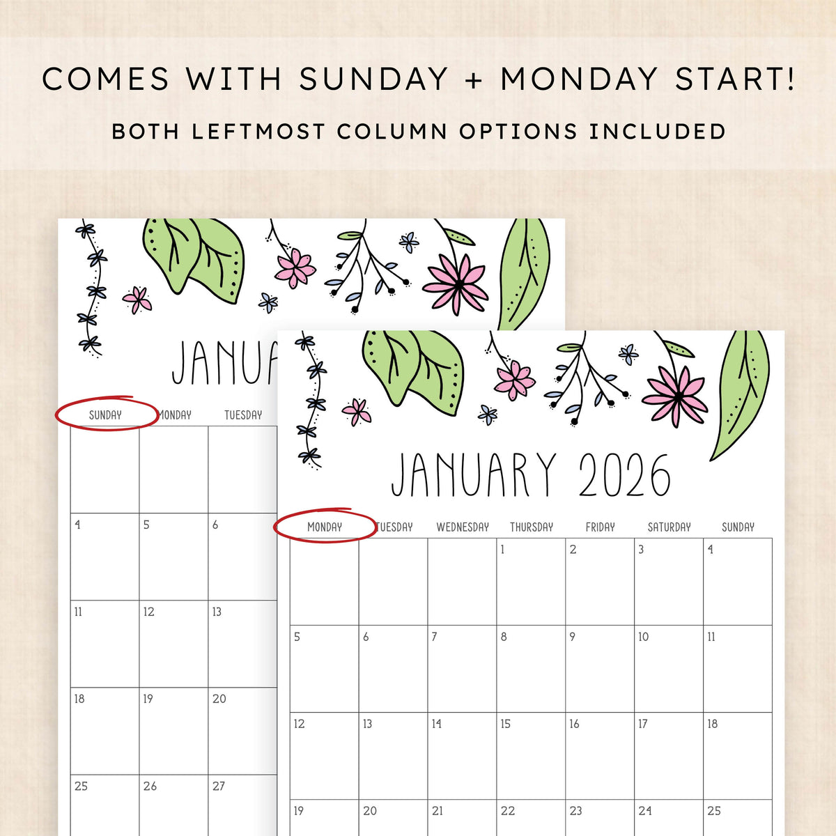 printable 2026 calendar