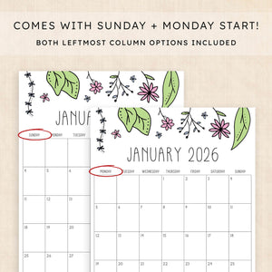 printable 2026 calendar