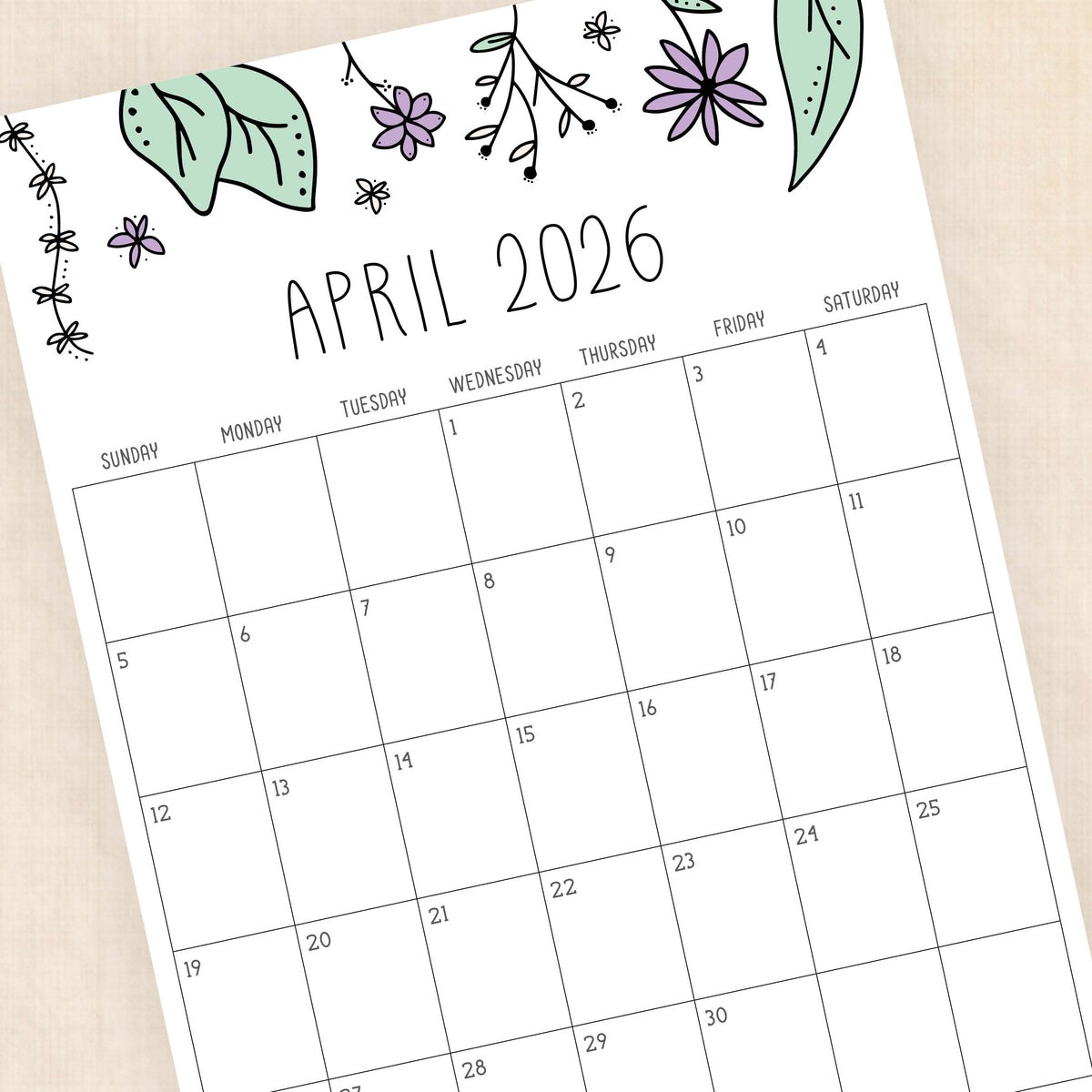 printable 2026 calendar