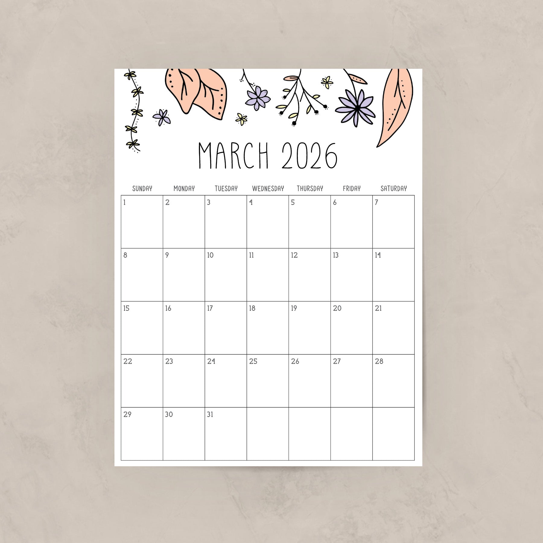Printable 2026 Calendar
