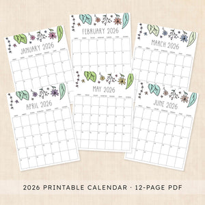 printable 2026 calendar