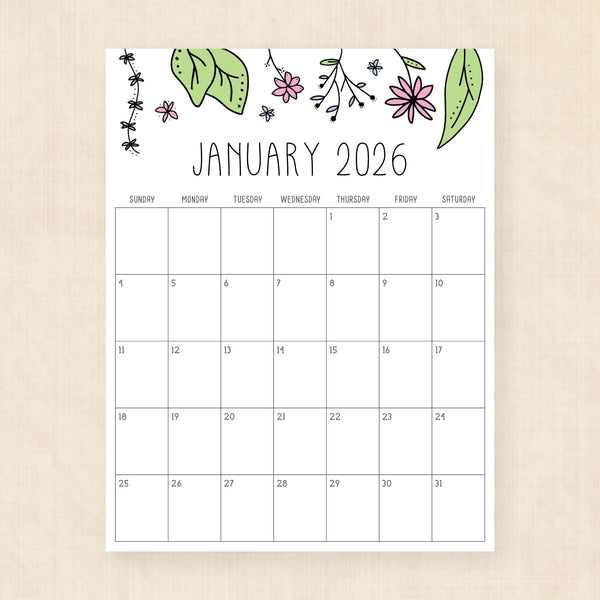 printable 2026 calendar