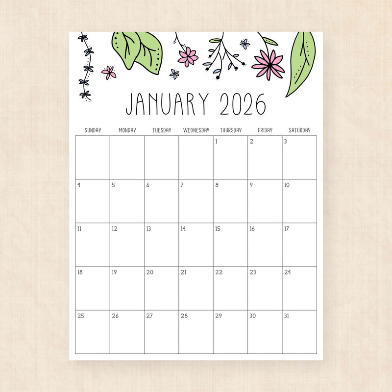 printable 2026 calendar