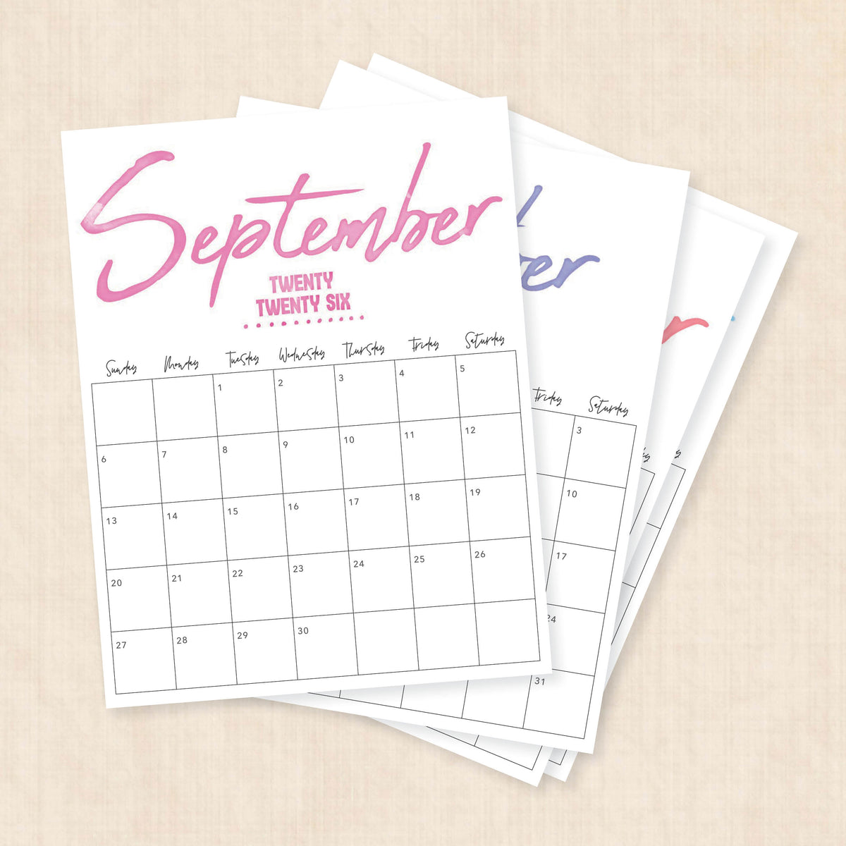 printable 2026 calendar