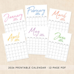 printable 2026 calendar