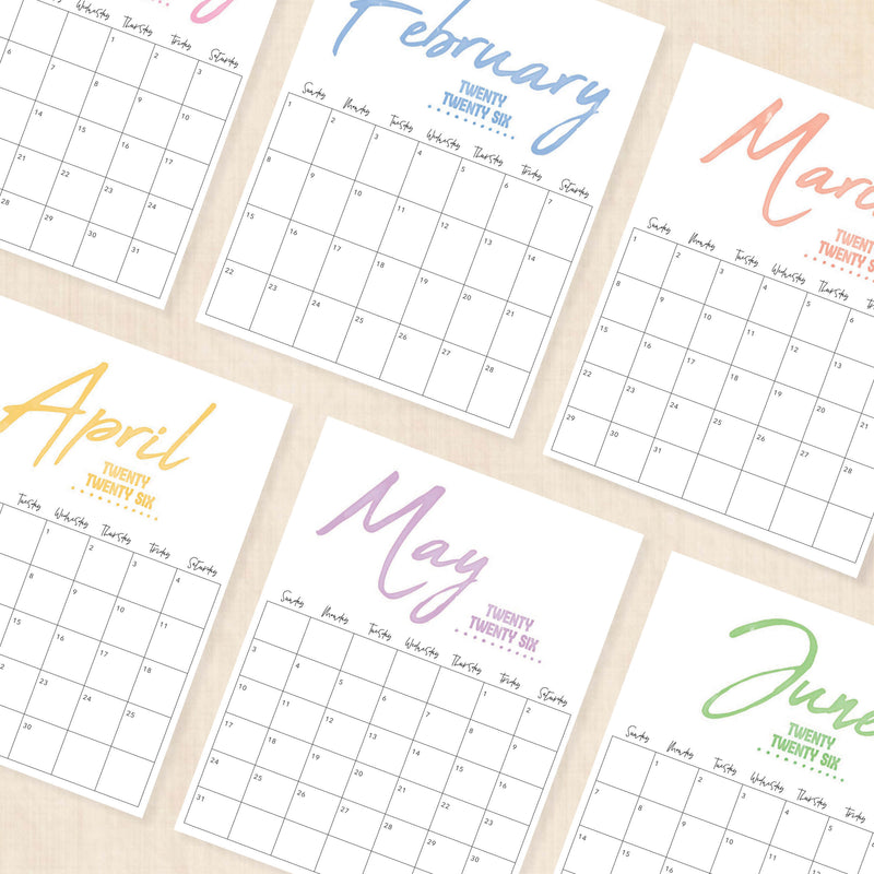 printable 2026 calendar