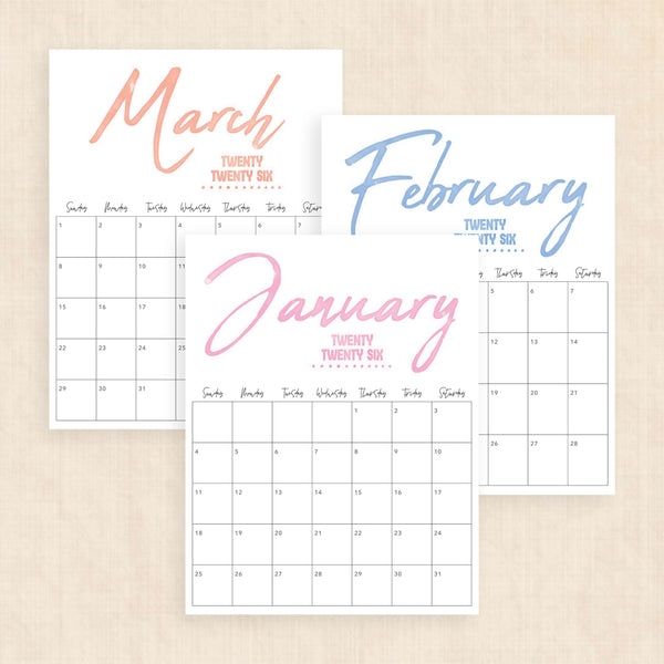 printable 2026 calendar