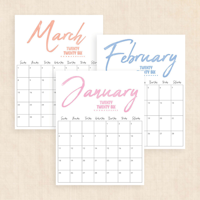 printable 2026 calendar