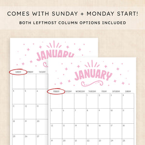 printable 2026 calendar