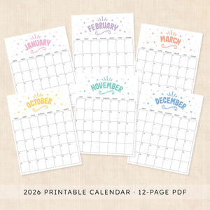 printable 2026 calendar