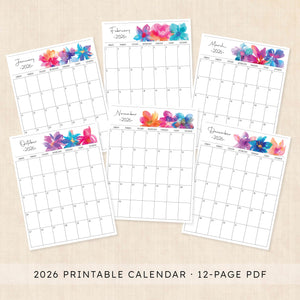 printable 2026 calendar