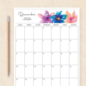 printable 2026 calendar