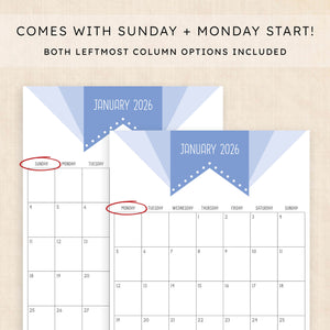 printable 2026 calendar