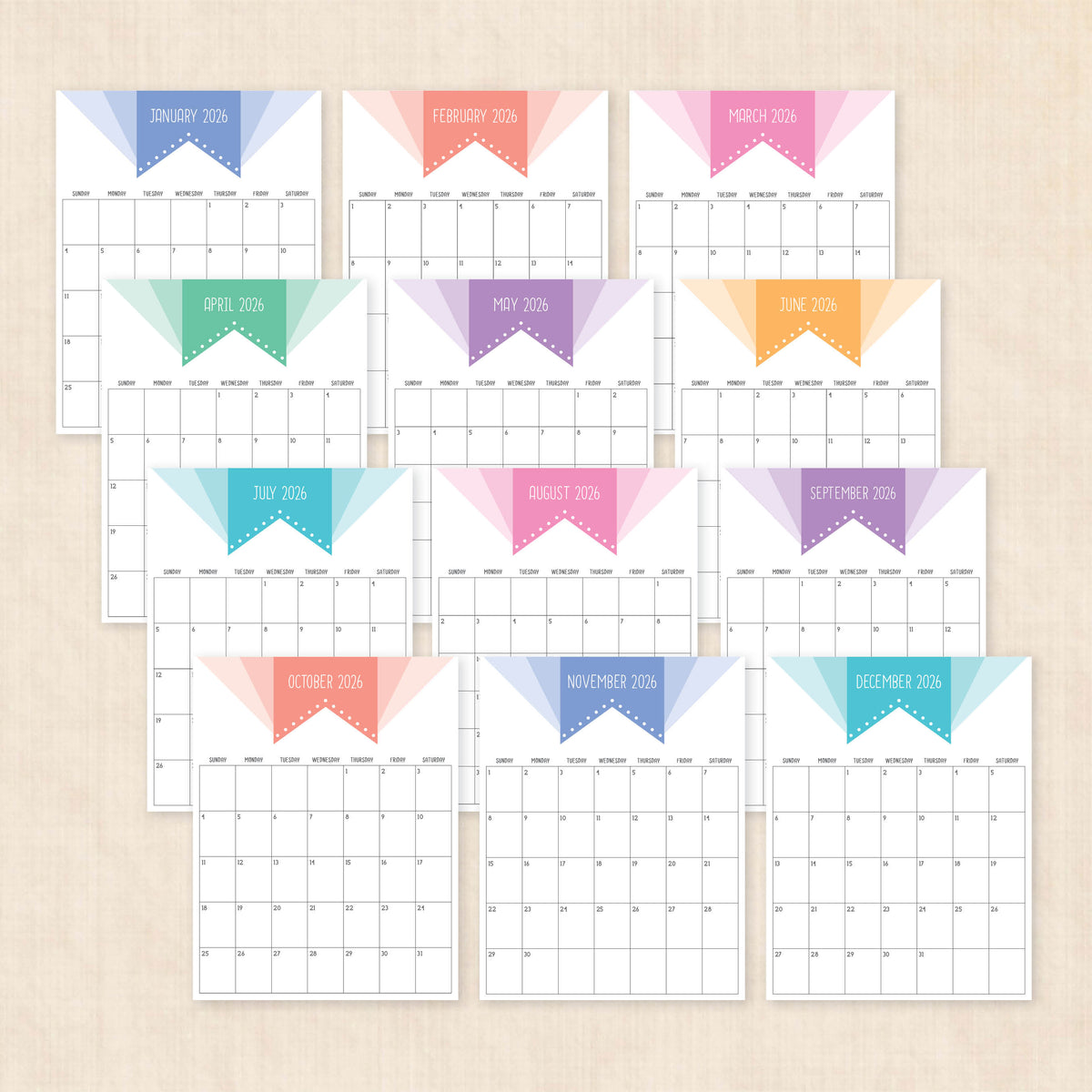 printable 2026 calendar