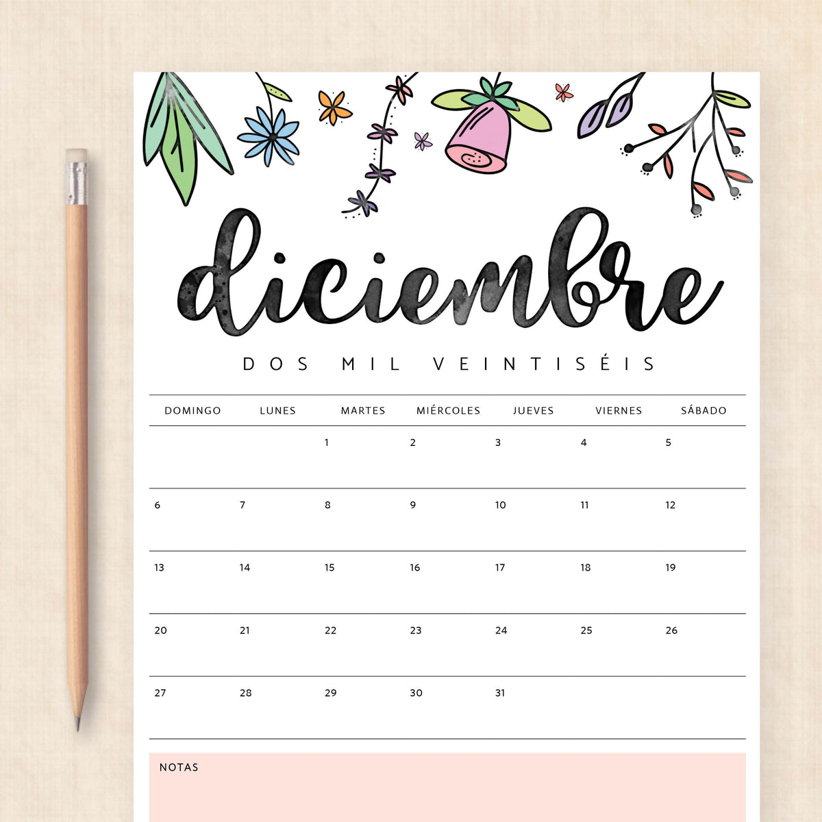 calendario 2026 para imprimir