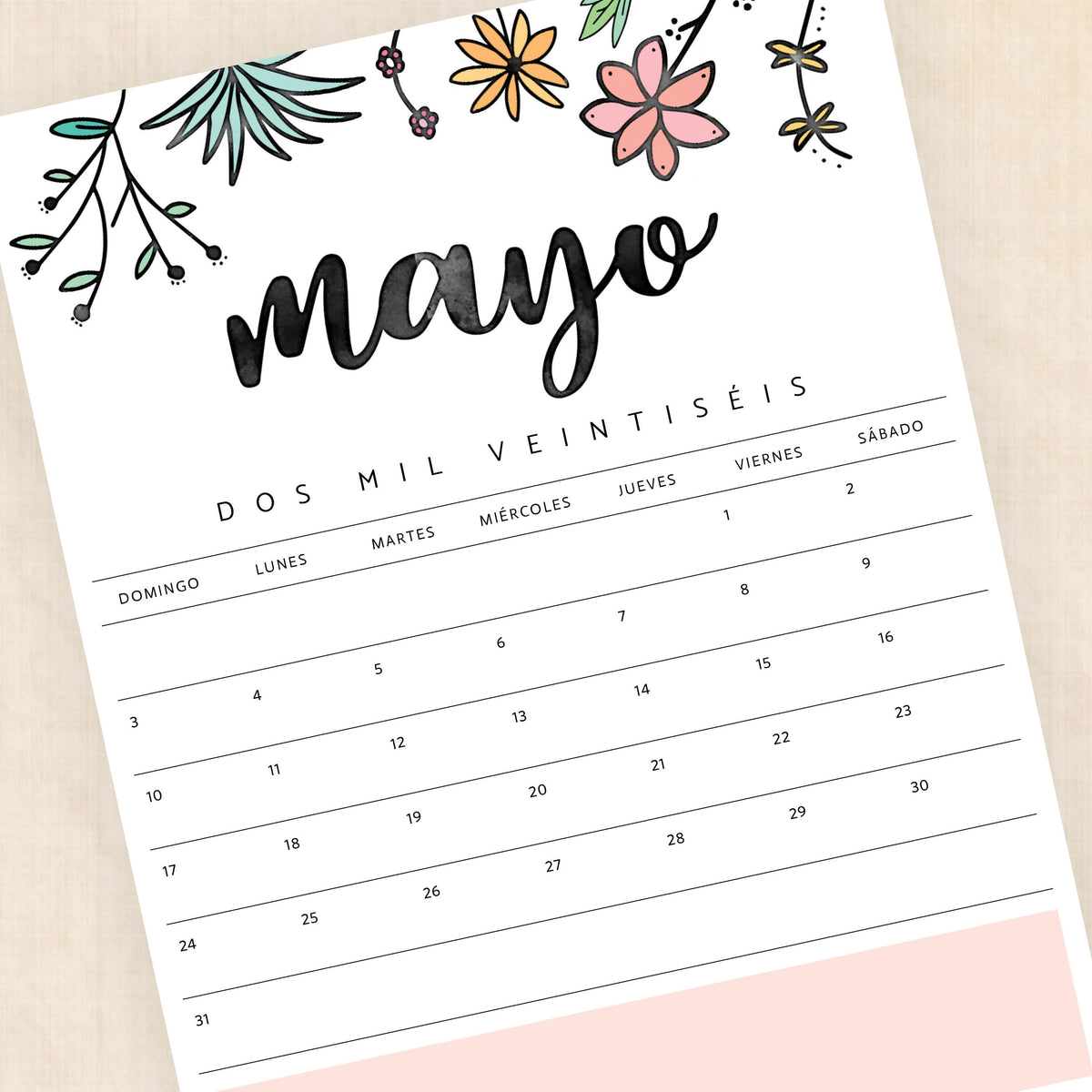 calendario 2026 para imprimir