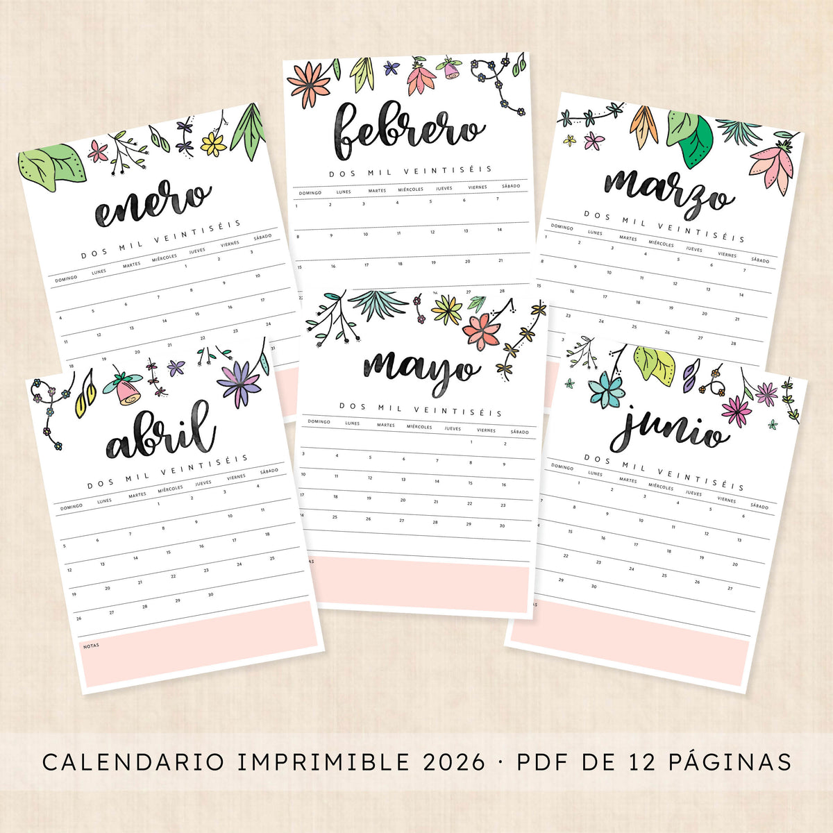 calendario 2026 para imprimir