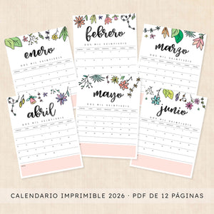 calendario 2026 para imprimir
