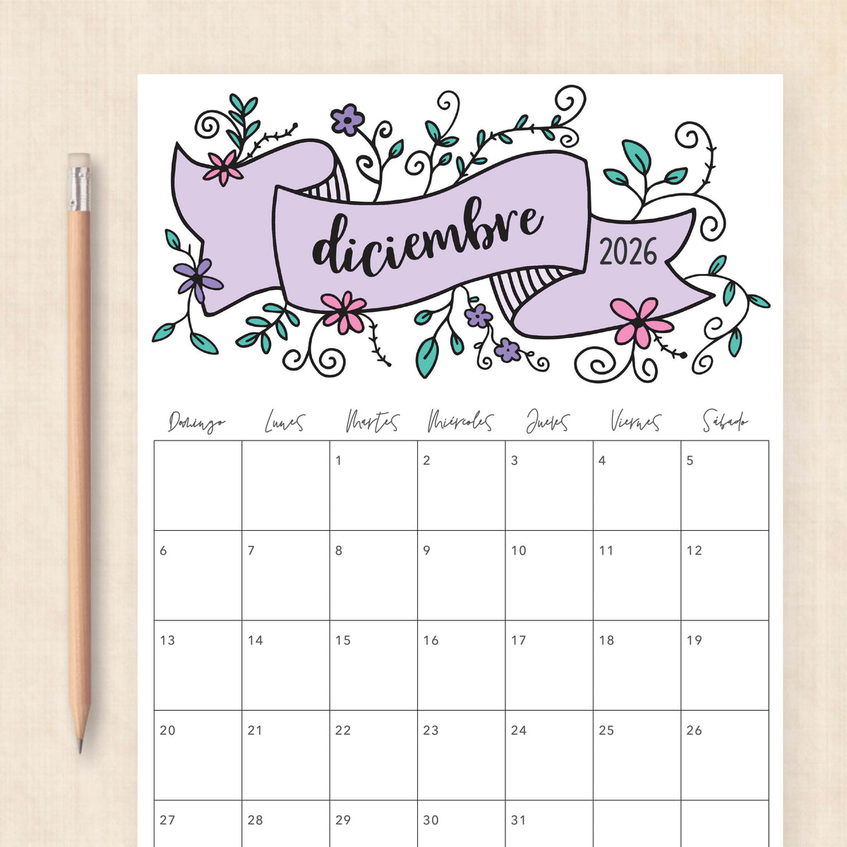 calendario 2026 para imprimir