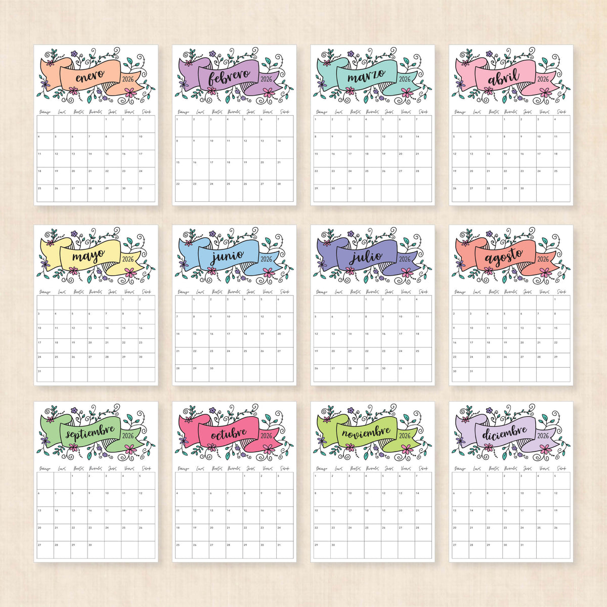 calendario 2026 para imprimir