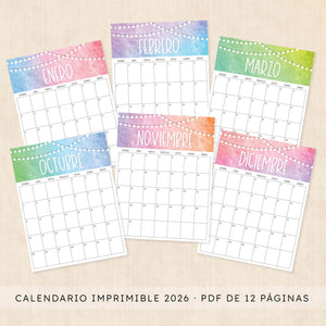 calendario 2026 para imprimir