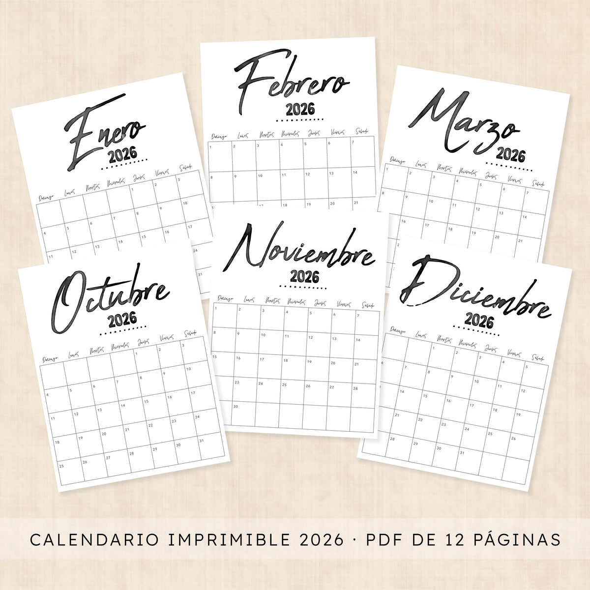 calendario 2026 para imprimir