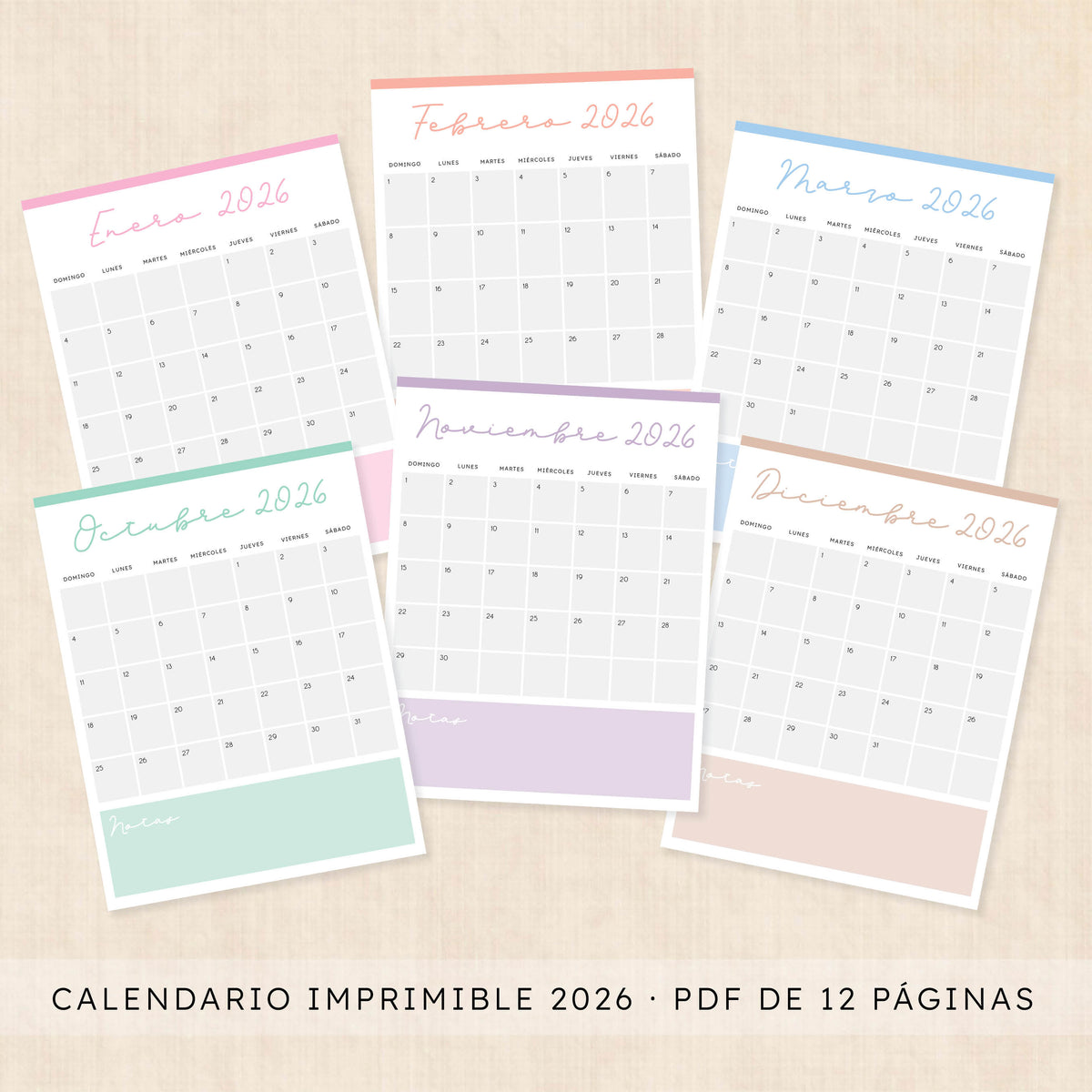 calendario 2026 para imprimir