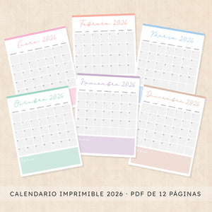 calendario 2026 para imprimir