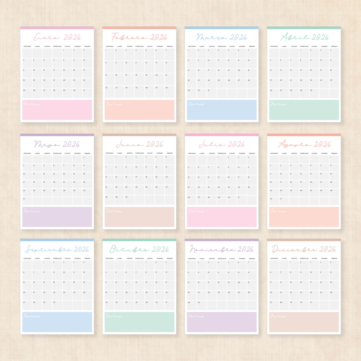 calendario 2026 para imprimir