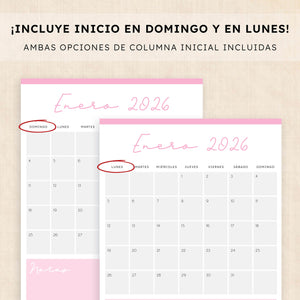 calendario 2026 para imprimir