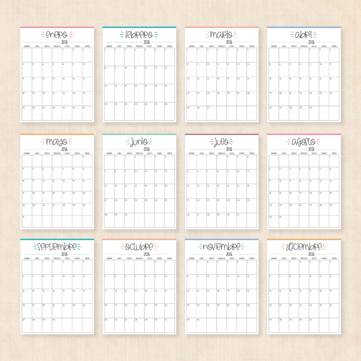 calendario 2026 para imprimir