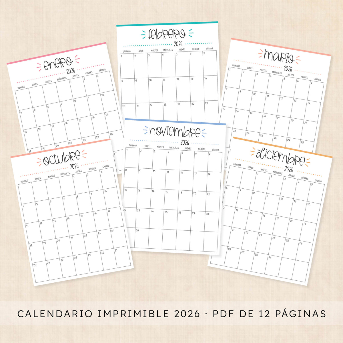 calendario 2026 para imprimir