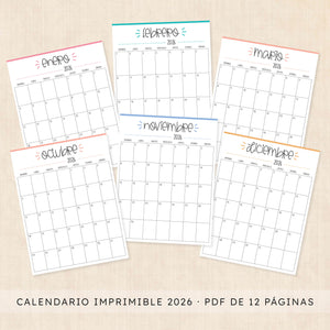 calendario 2026 para imprimir