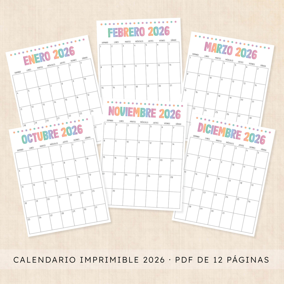 calendario 2026 para imprimir