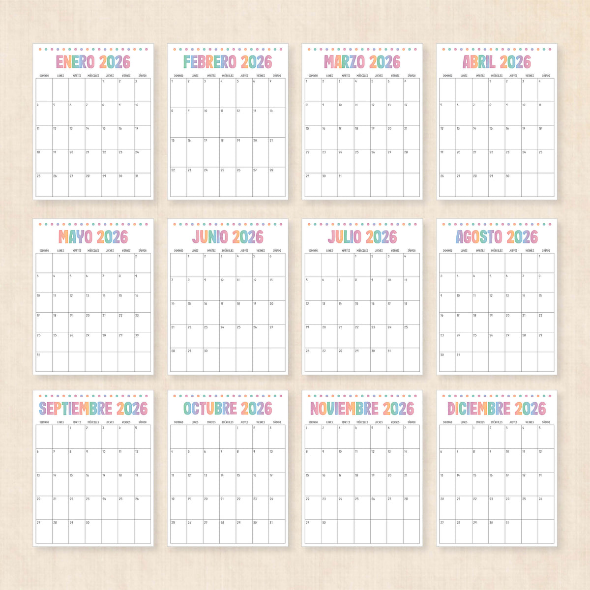 calendario 2026 para imprimir