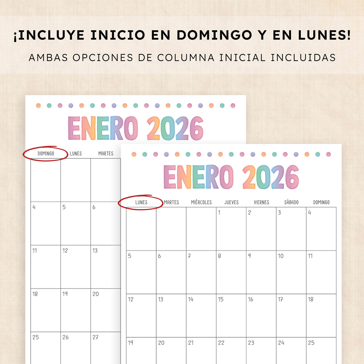 calendario 2026 para imprimir