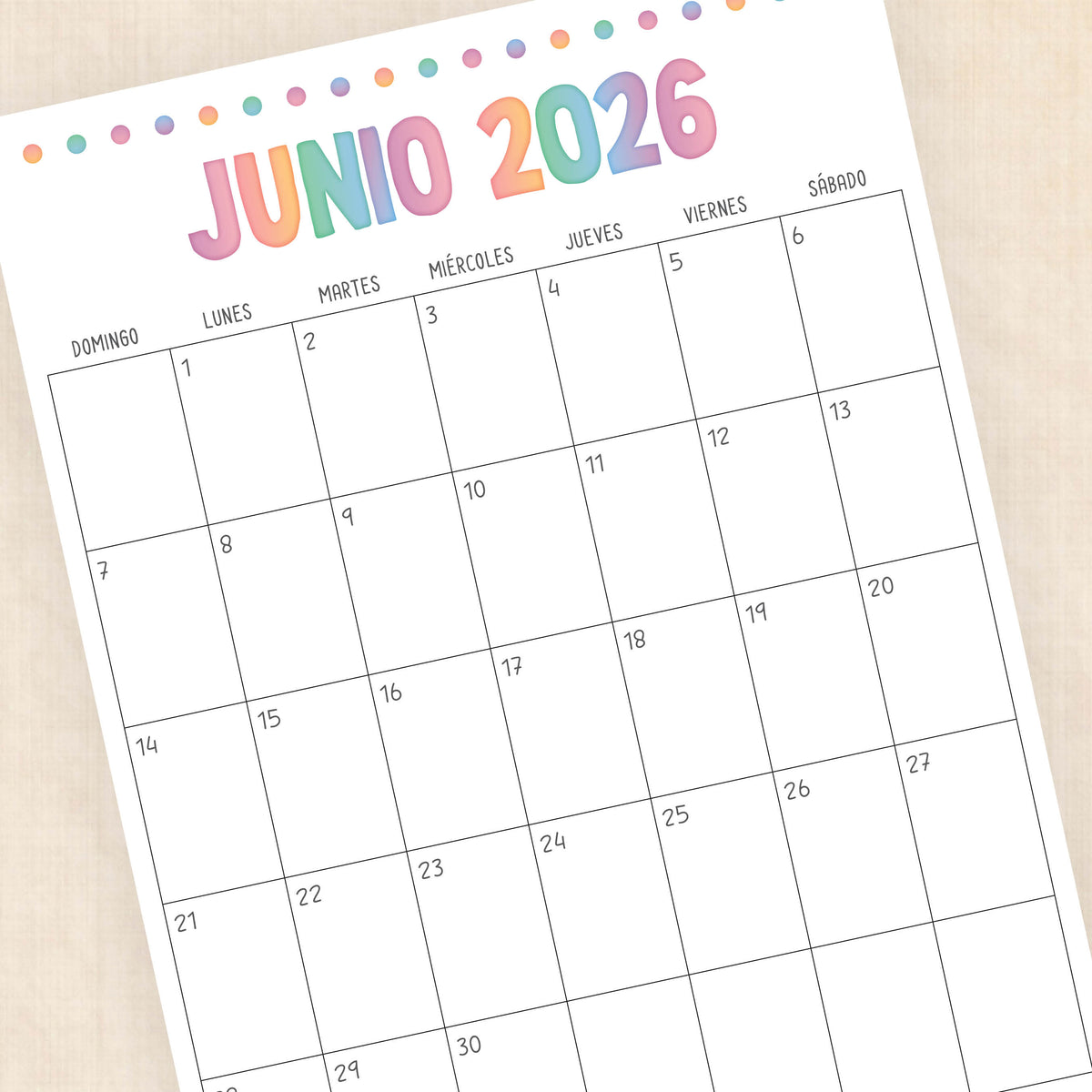 calendario 2026 para imprimir