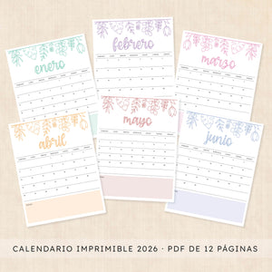 calendario 2026 para imprimir