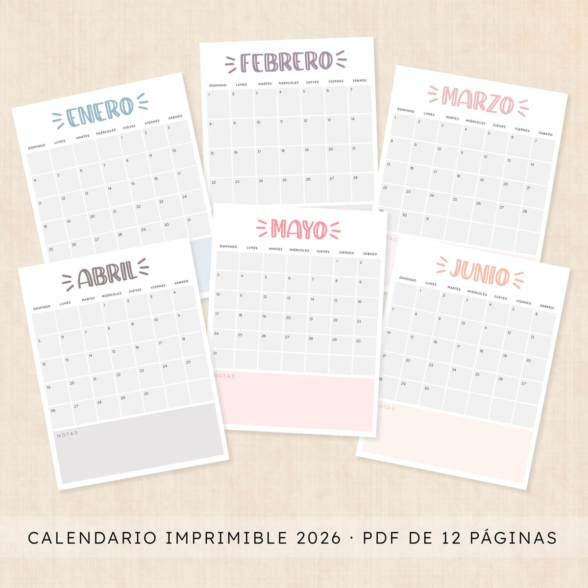 calendario 2026 para imprimir