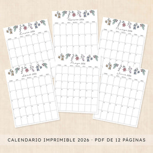 calendario 2026 para imprimir