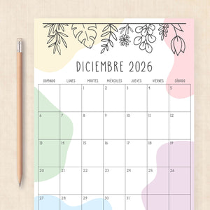 calendario 2026 para imprimir