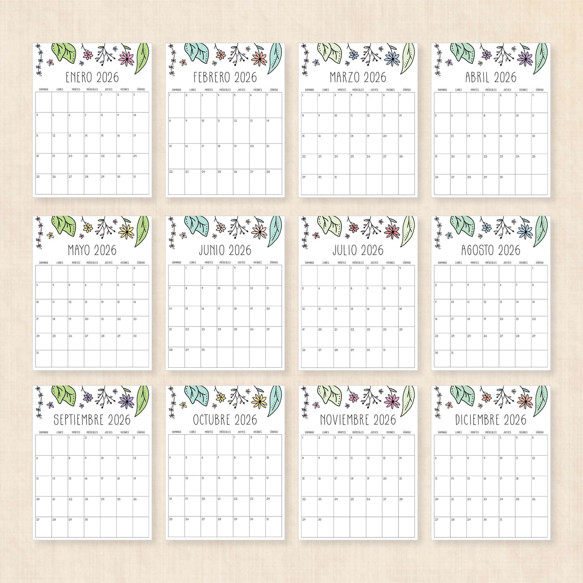 calendario 2026 para imprimir